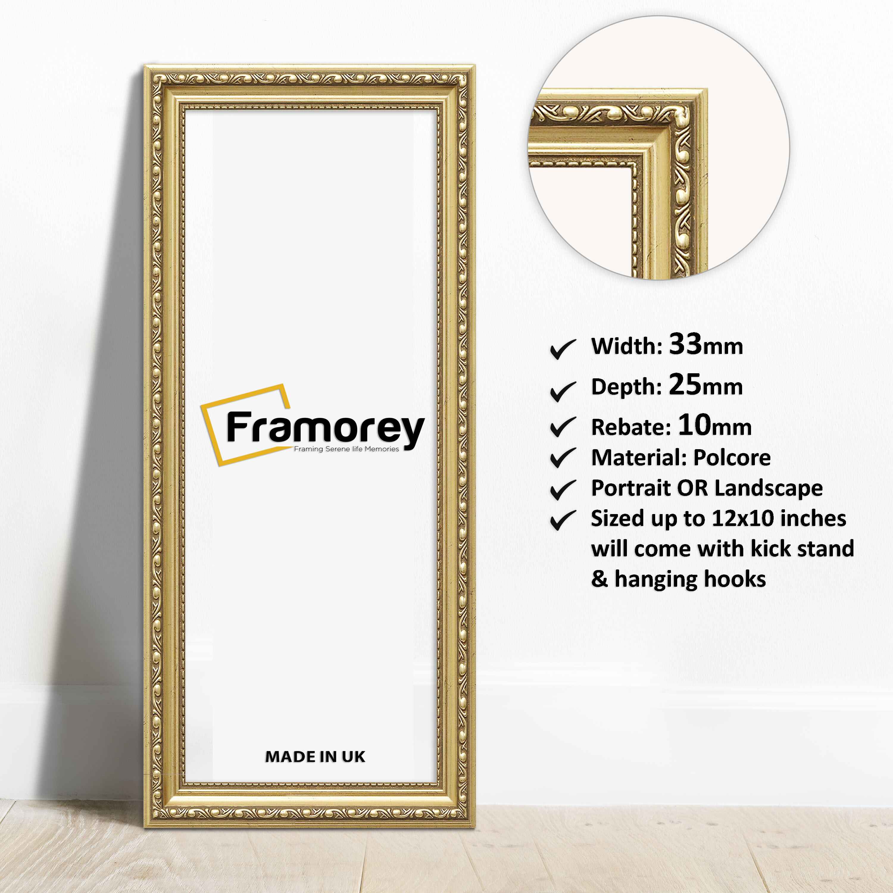 Shabby Chic Effect Panorama Style Gold Photo Frame Picture Frame