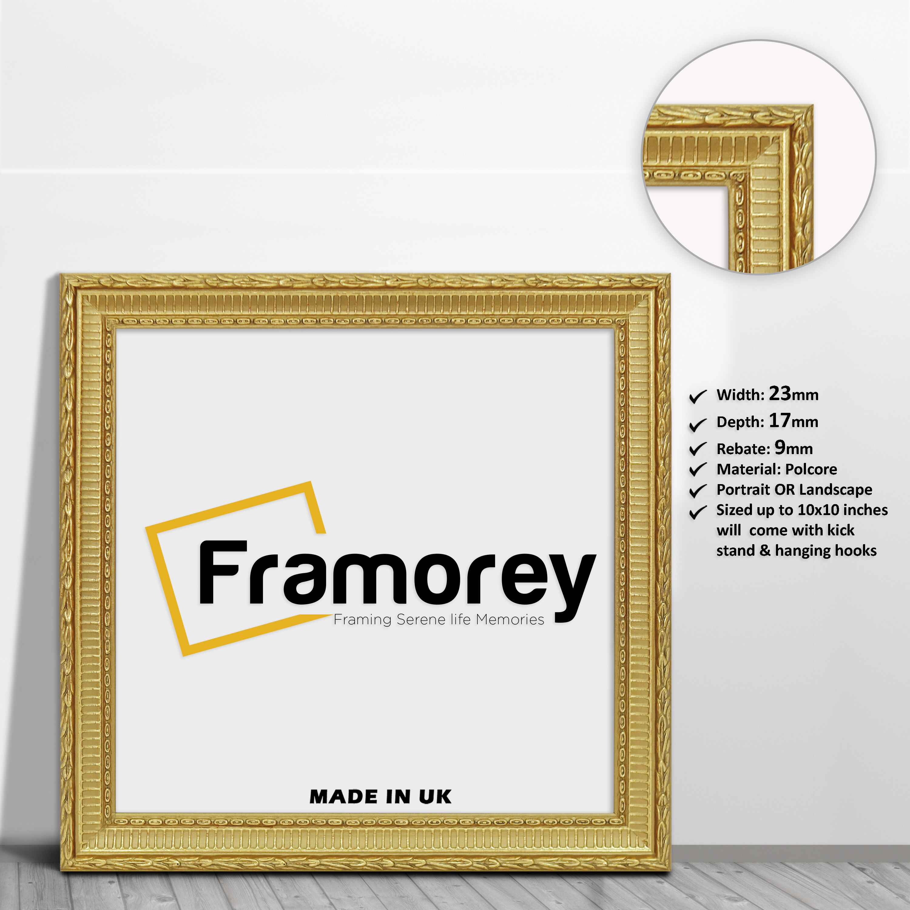 Square Size Gold Picture Frame Mini Ornate Photo Frame Personalized Frames