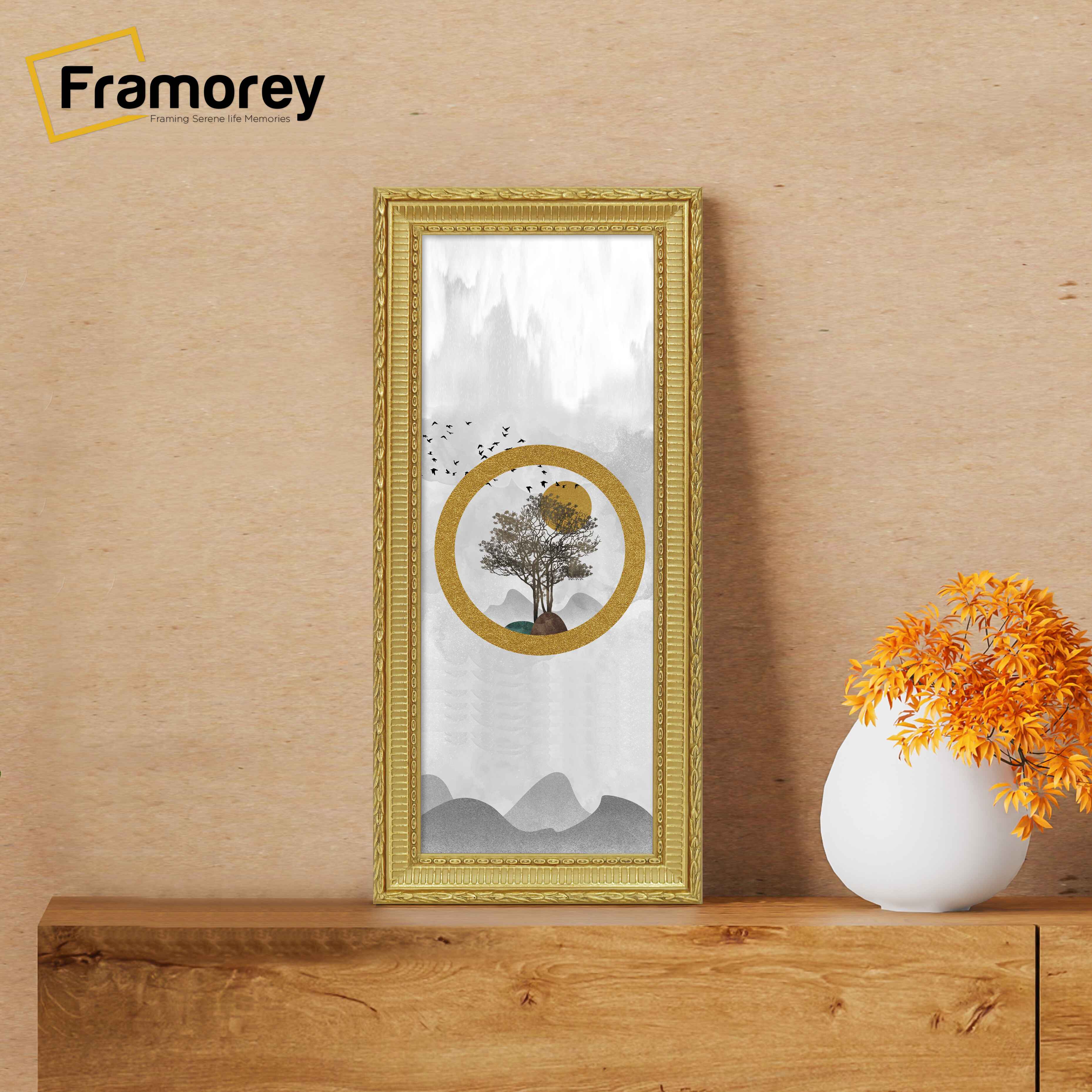 Panoramic Size Gold Picture Frame Mini Ornate Wall Art Hanging Frame