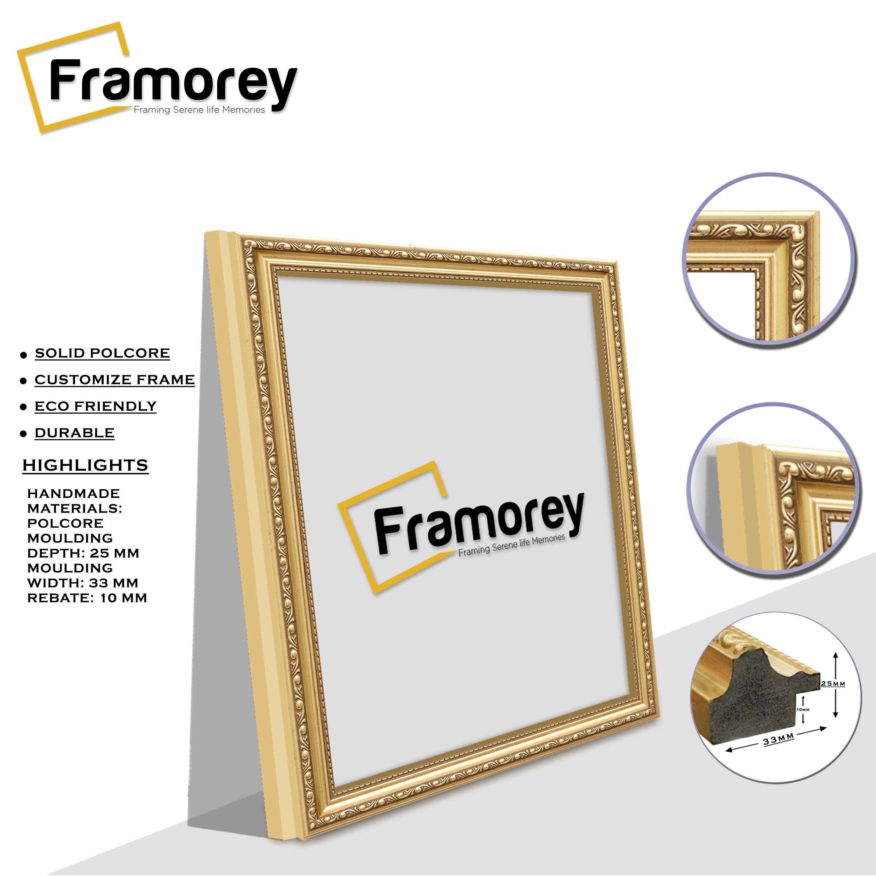 Square Size Gold Shabby Picture Frame Photo Frames