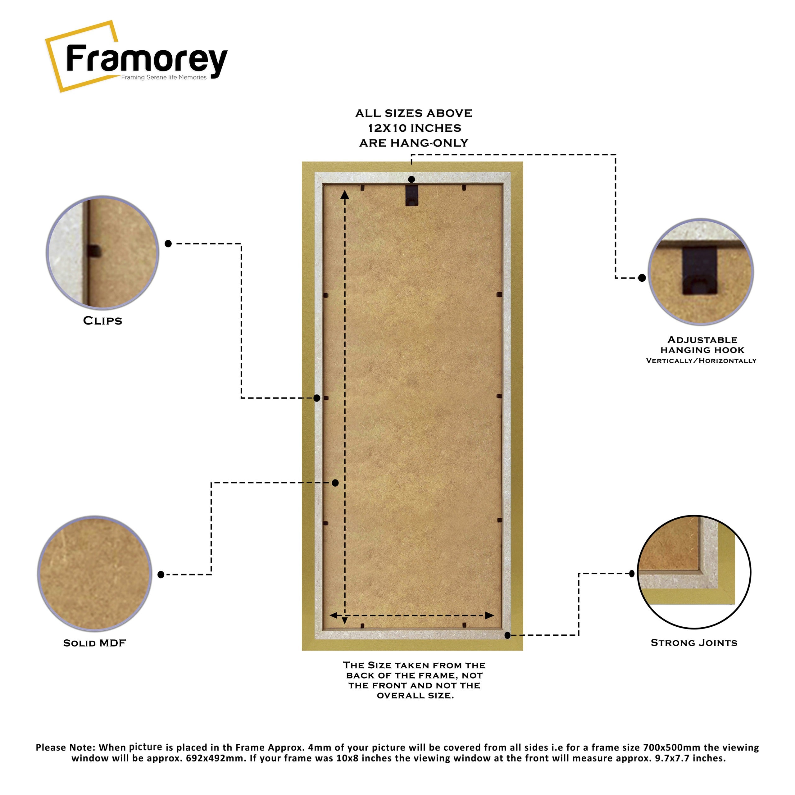 Panoramic Gold Picture Frame With Ivory Mount Wall Decor Frame