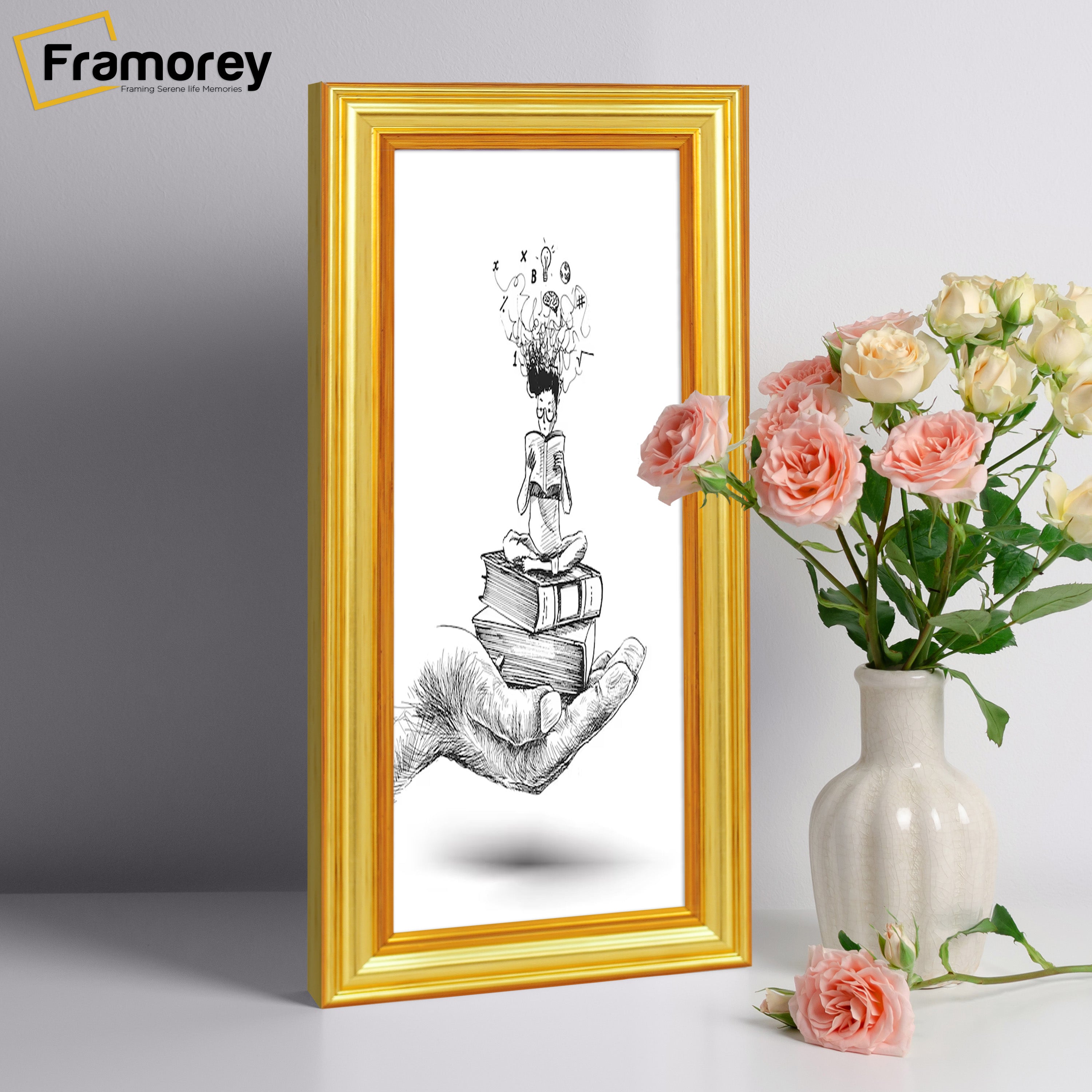 Panoramic Size Gold Picture Frames Handmade Wooden Effect Poster Frames