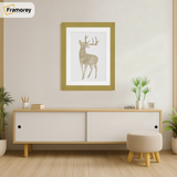 Gold Picture Frame hanging on a wall just over the Table