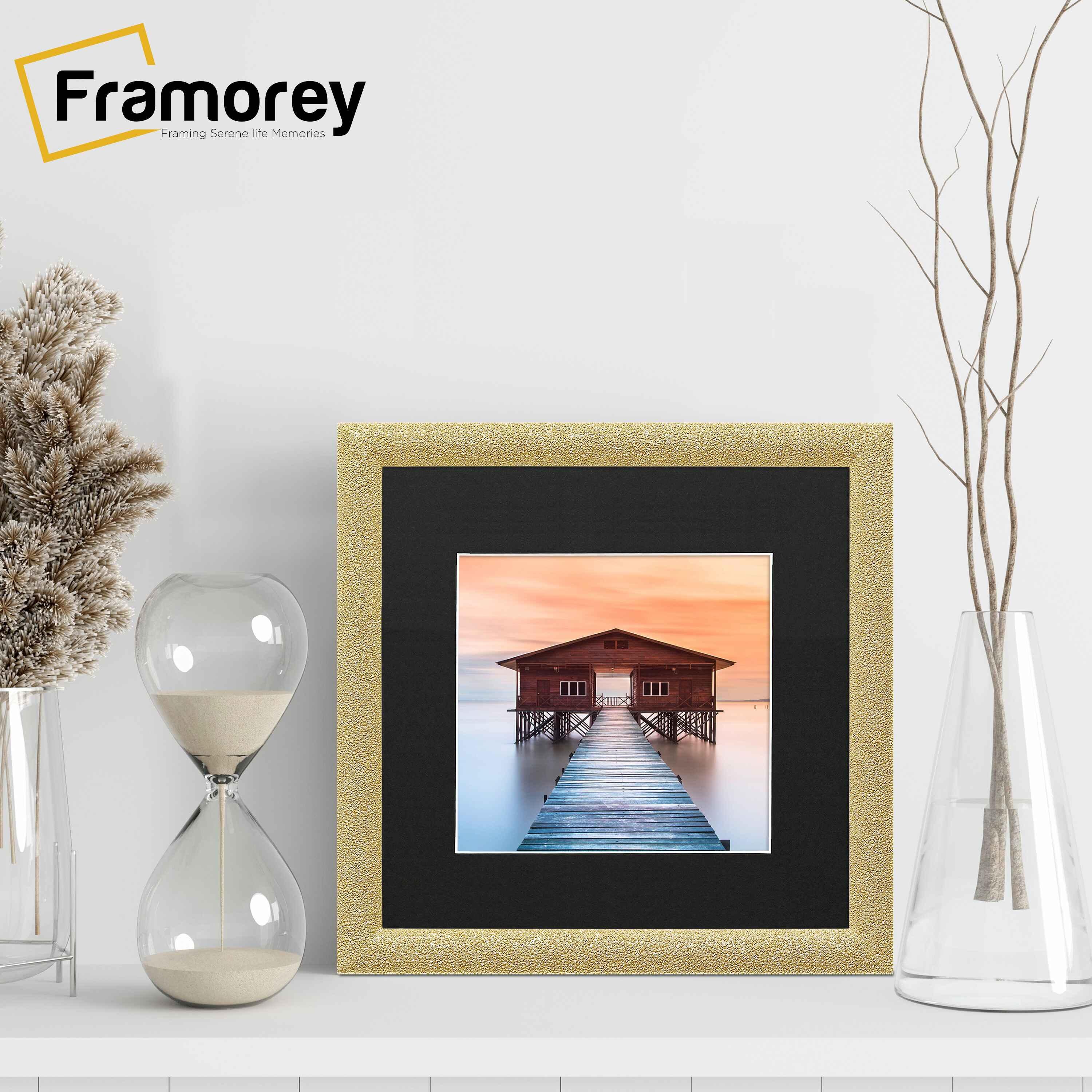 Square Size Glitter Sparkle Gold Poster Frames standing with the wall 