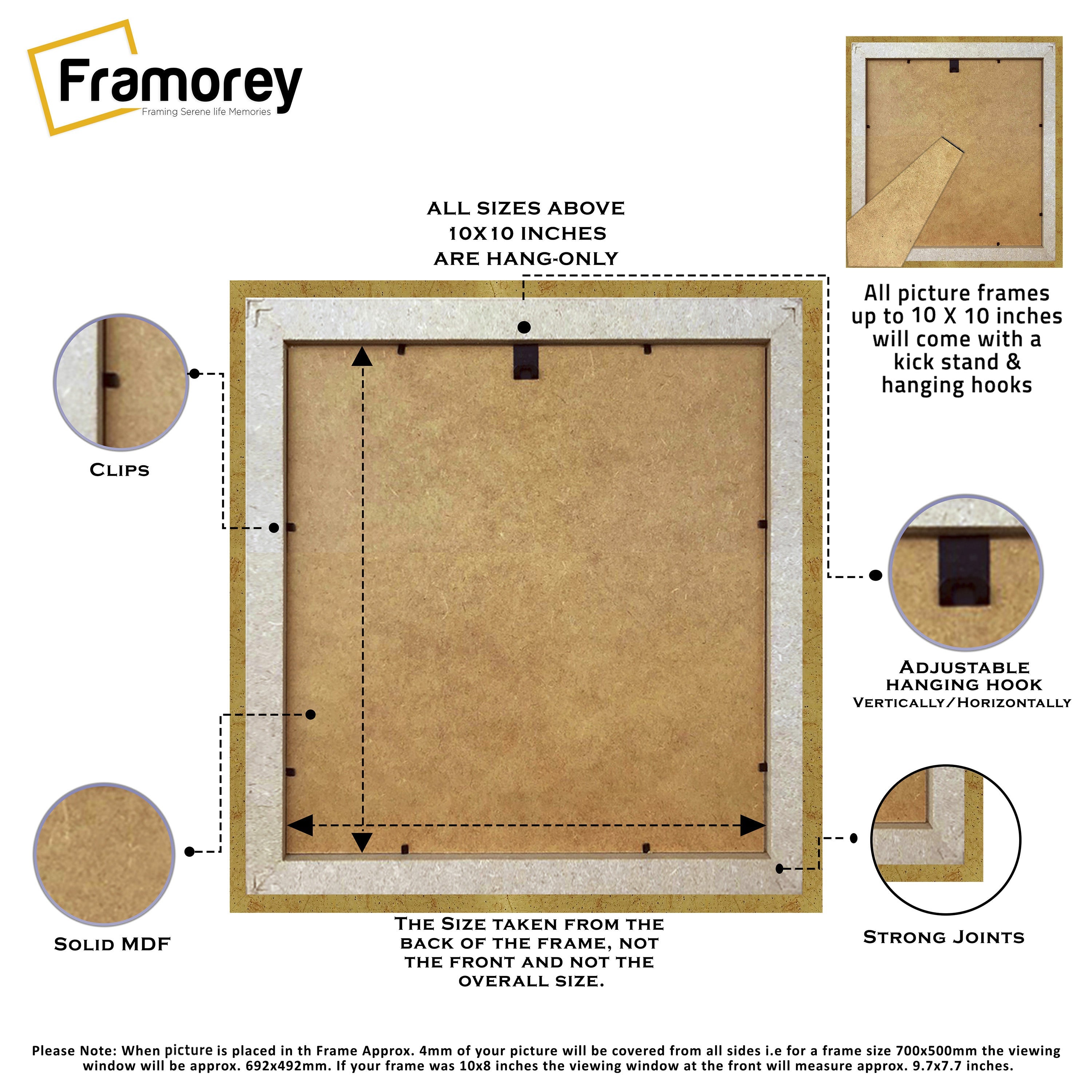 Square Gold Picture Frames Handmade Wooden Photo Frames With White Mount