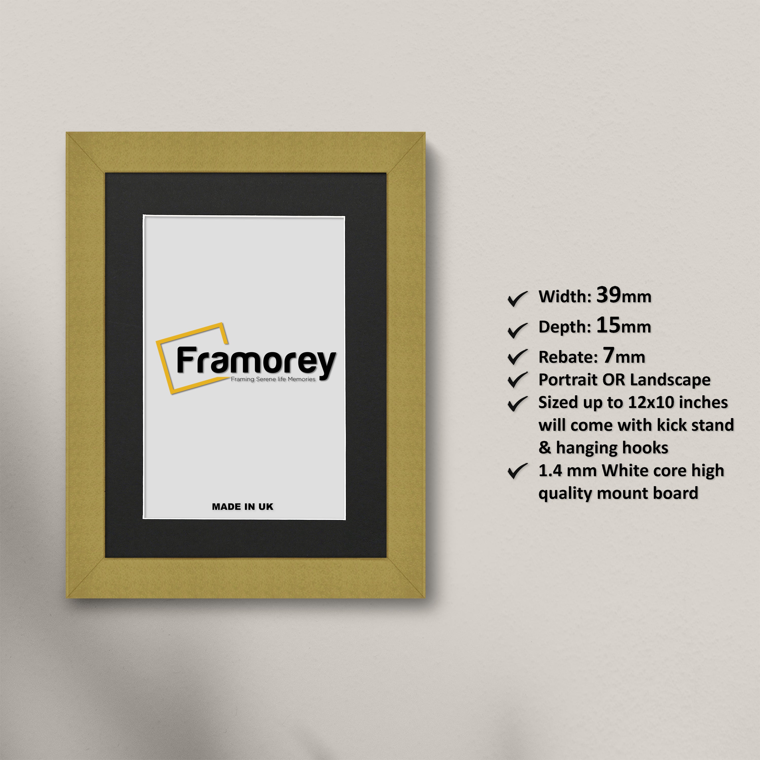 Gold Photo Frames Handmade Wooden Effect Picture Frames With Black Mount