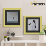 Step Style Square Size Gold Picture Frame With Black Mount