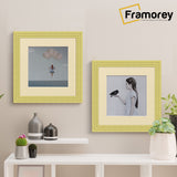 Step Style Square Size Gold Picture Frame With Ivory Mount