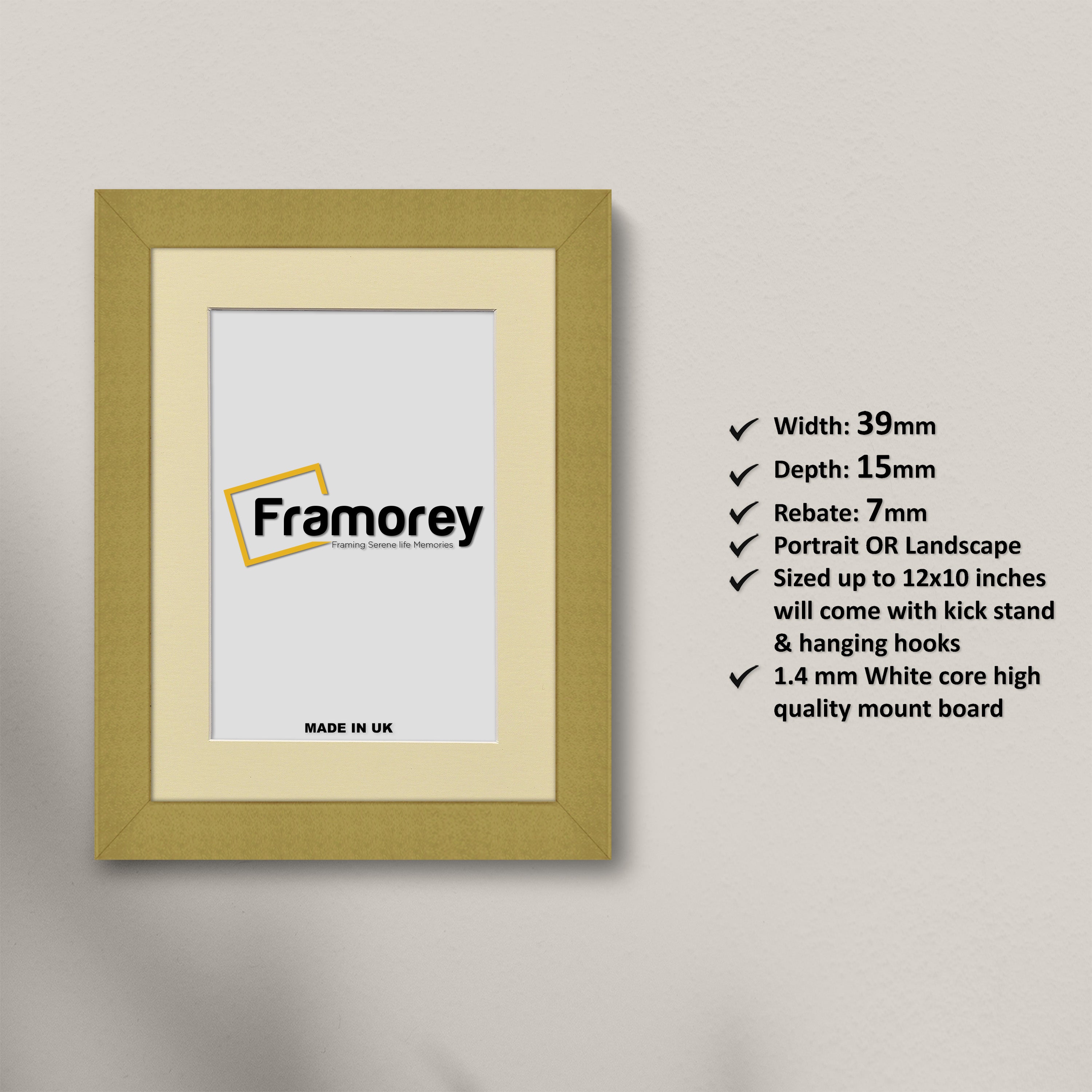 Gold Picture Photo Frames Handmade Wooden Effect Poster Frames With Ivory Mount