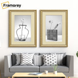 Gold Shabby Ornate Picture Frame Wall Art Photo Frames With Ivory Mount