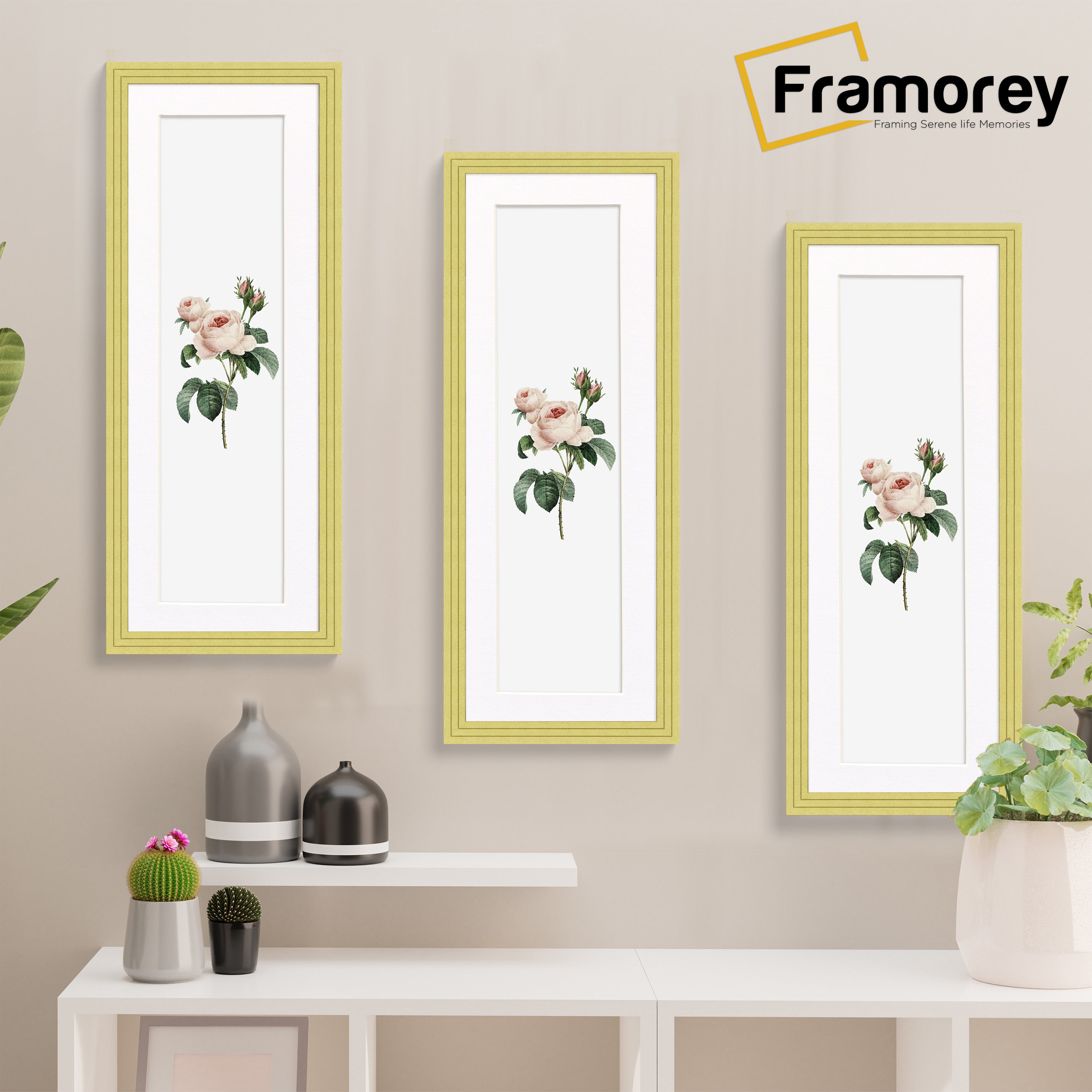 Panoramic Step Style Gold Photo Frame With White Mount