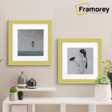 Step Style Square Size Gold Picture Frame With White Mount