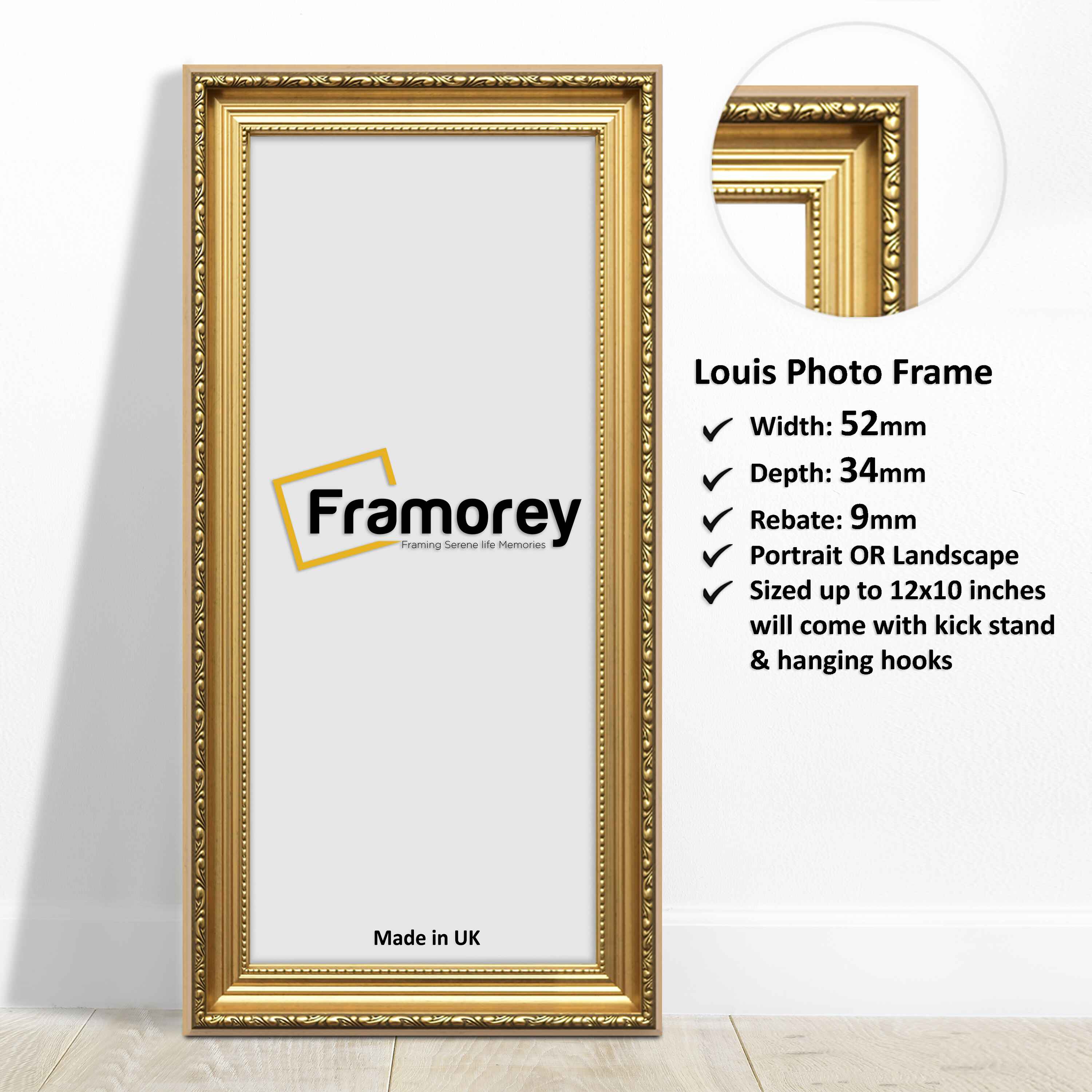 Panoramic Size Louis Gold Maxi Art Poster Frames Picture Frames