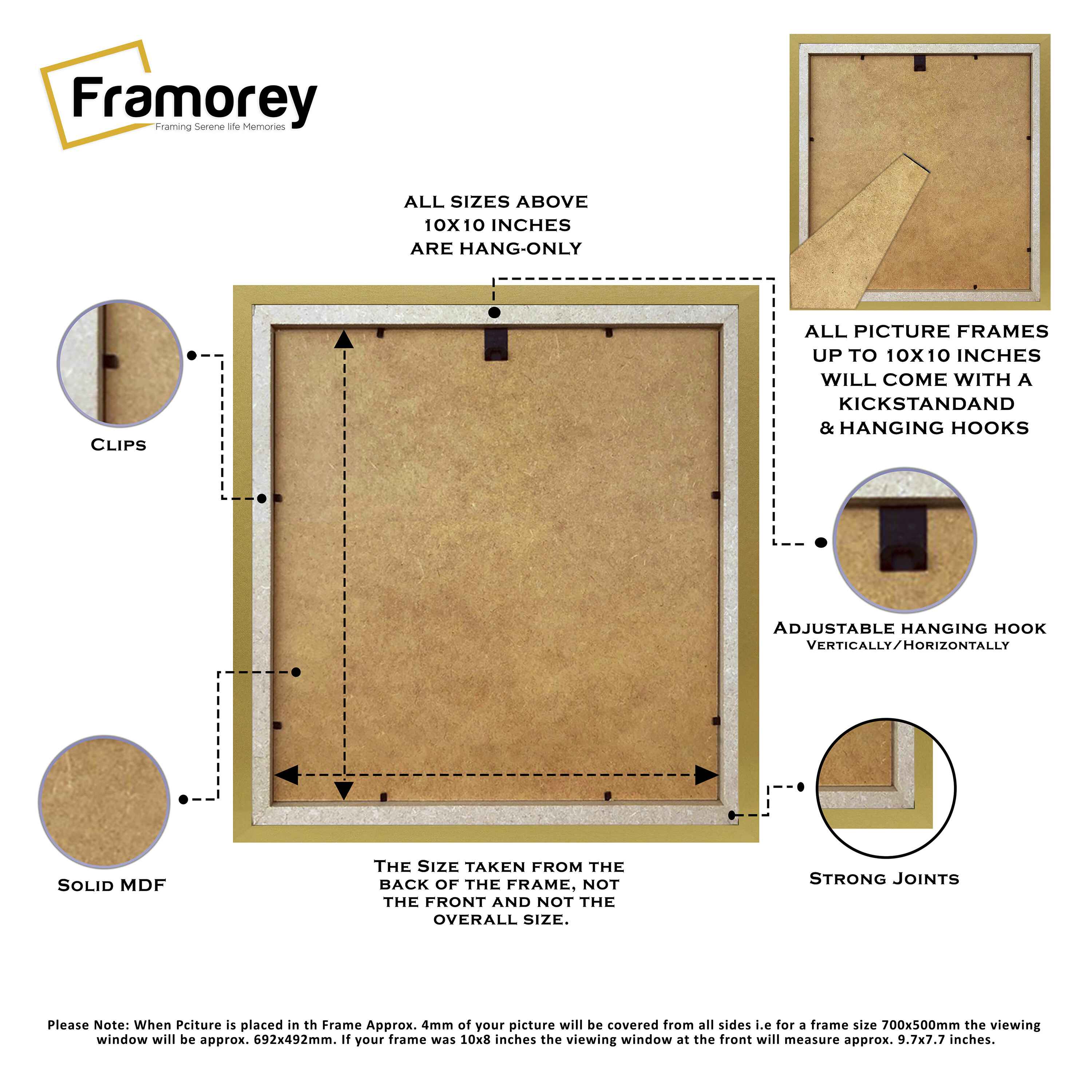 Step Style Square Size Gold Picture Frame With White Mount