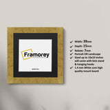 Square Gold Picture Frames Handmade Wooden Photo Frames With Black Mount
