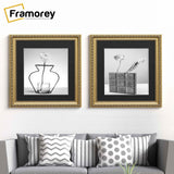Square Size Gold Shabby Picture Frame With Black Mount