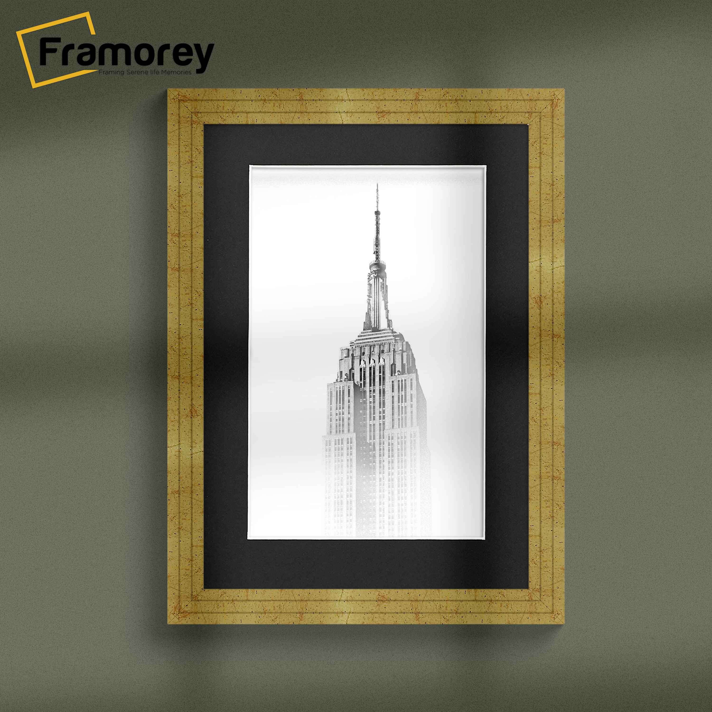 Step Style Gold Picture Frame Wall Art Poster Frame With Black Mount