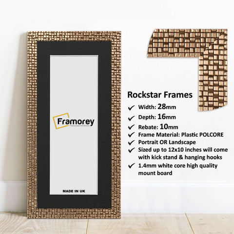 Panoramic Copper Picture Frame Rockstar Wall Art Frame With Black Mount