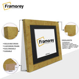 Square Gold Picture Frames Handmade Wooden Photo Frames With Black Mount