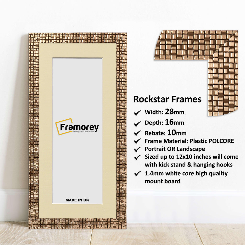Panoramic Copper Picture Frame Rockstar Wall Art Frame With Ivory Mount