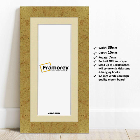 Panoramic Gold Picture Frames Handmade Wooden Frames With Ivory Mount