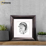 Square Size Brushed Gold Picture Frames With White Mount