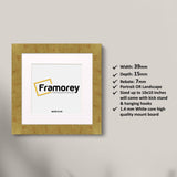 Square Gold Picture Frames Handmade Wooden Photo Frames With White Mount