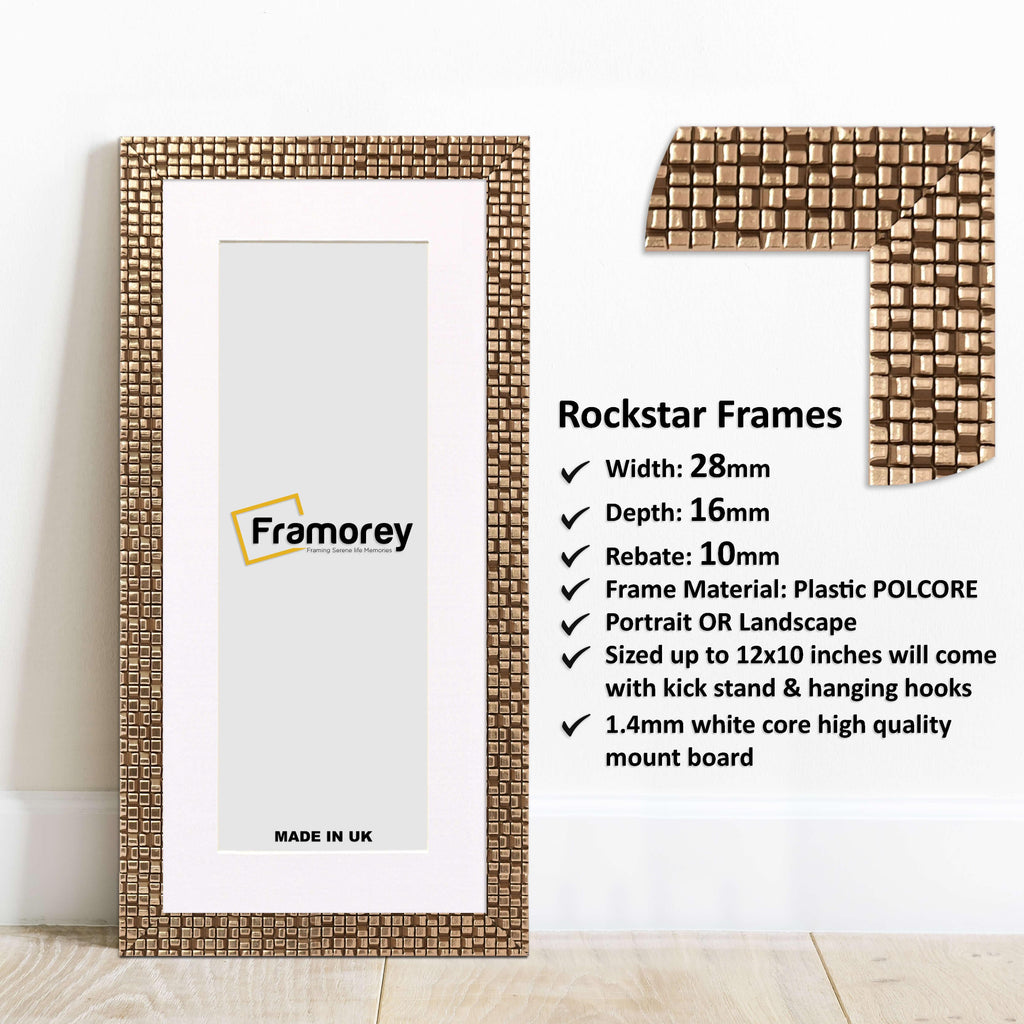 Panoramic Copper Picture Frame Rockstar Wall Art Frame With White Mount