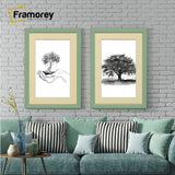 Antique Style Green Picture Frames Wall Art Photo Frame With Ivory Mount