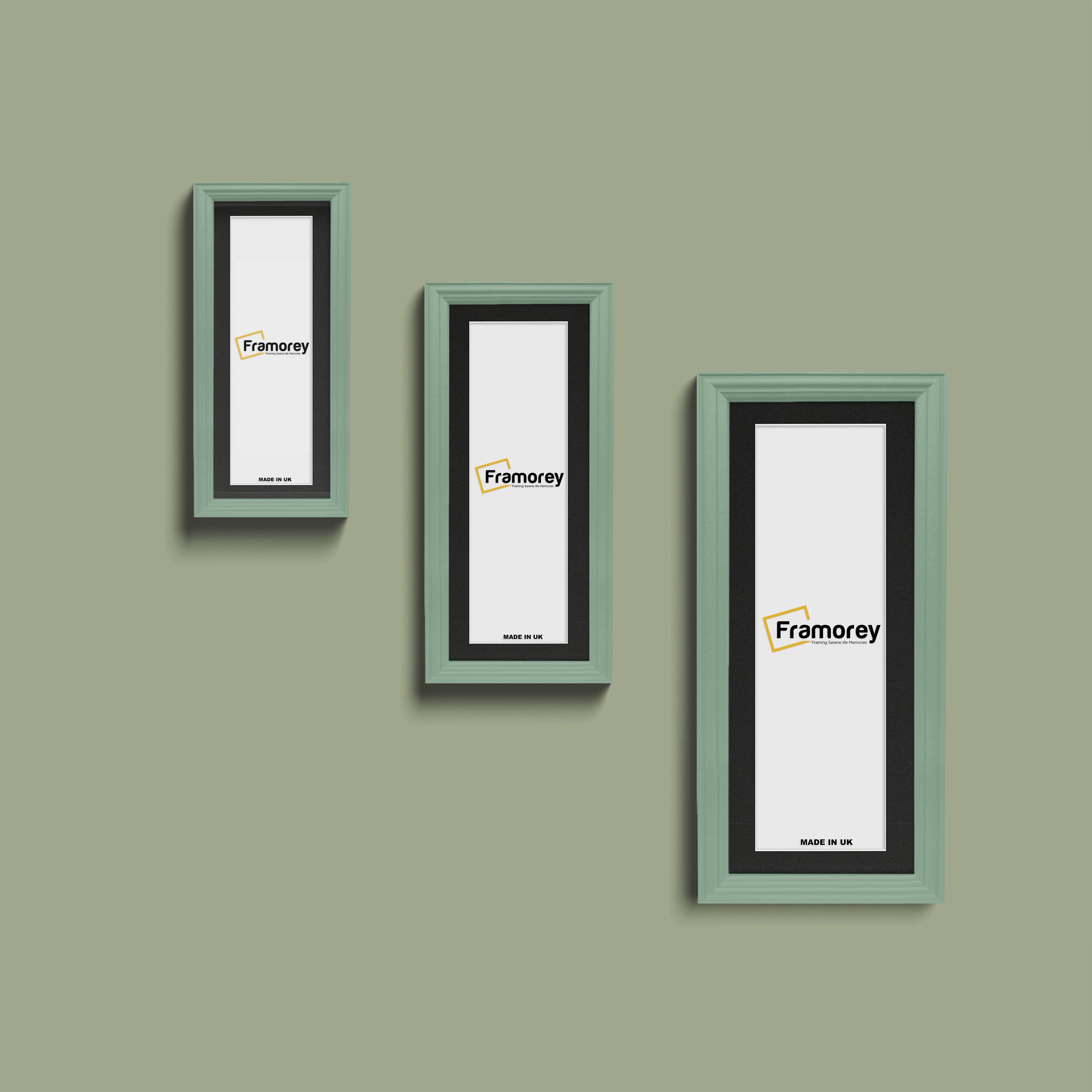 Antique Style Panoramic Green Picture Frame Wall Art Frame With Black Mount