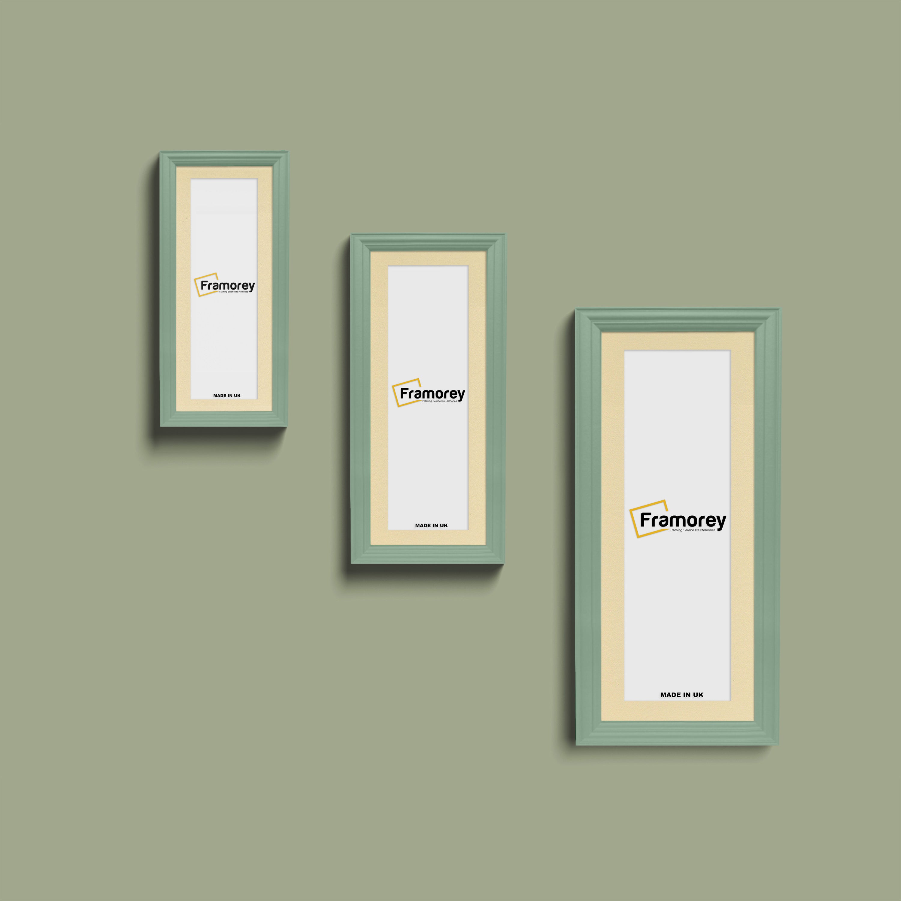 Antique Style Panoramic Green Picture Frame Wall Art Frame With Ivory Mount