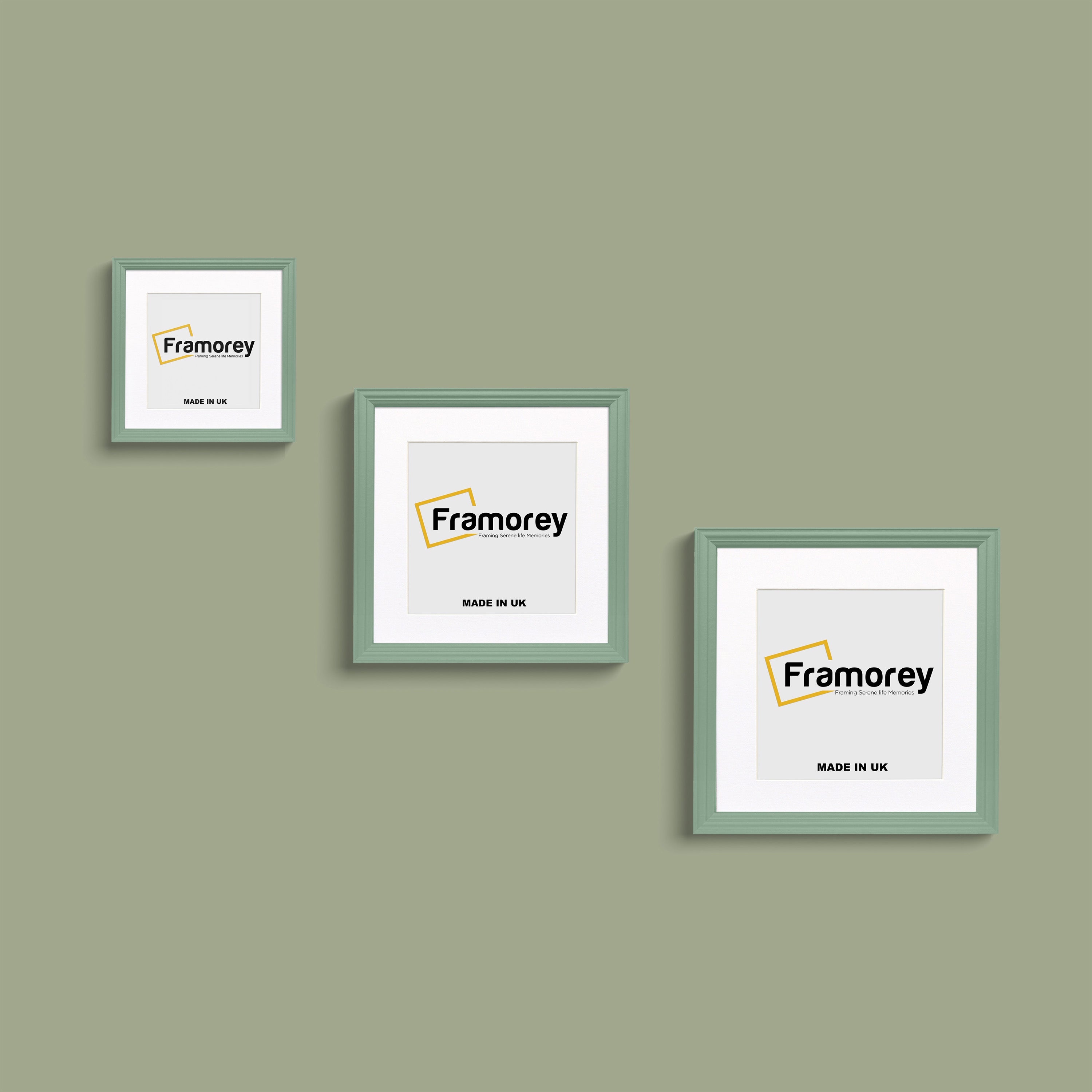 Antique Style Square Green Picture Frame with White Mount