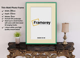 Thin Green Photo Frame With Ivory Mount Flat Wooden Effect Picture Frame Maxi Art Poster Frames - FRAMOREY