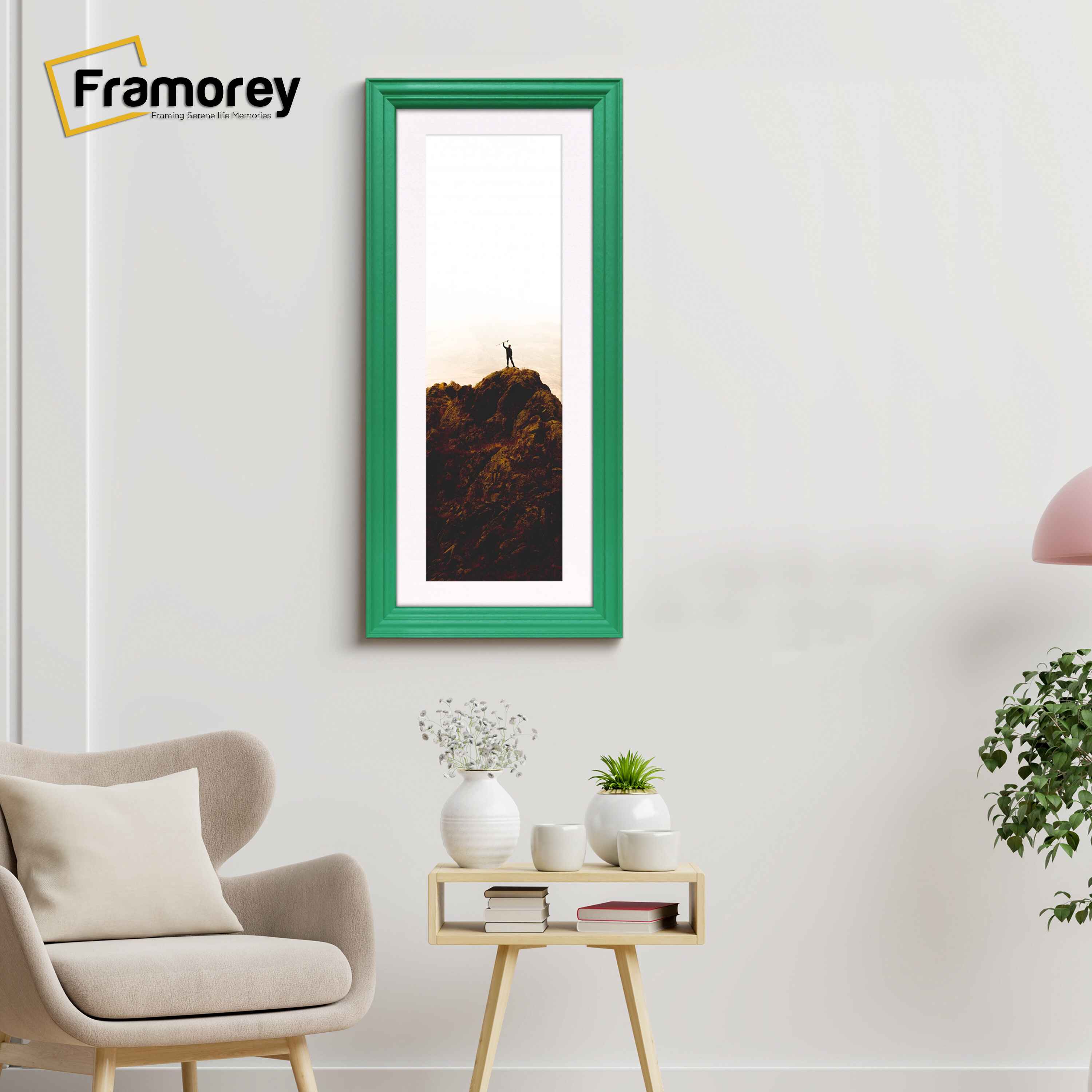 Antique Style Panoramic Size Green Picture Frame Wall Art Photo Frame With White Mount
