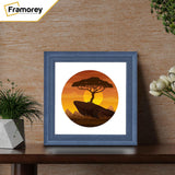 Grey Square Wooden Picture Frame placed on wooden table