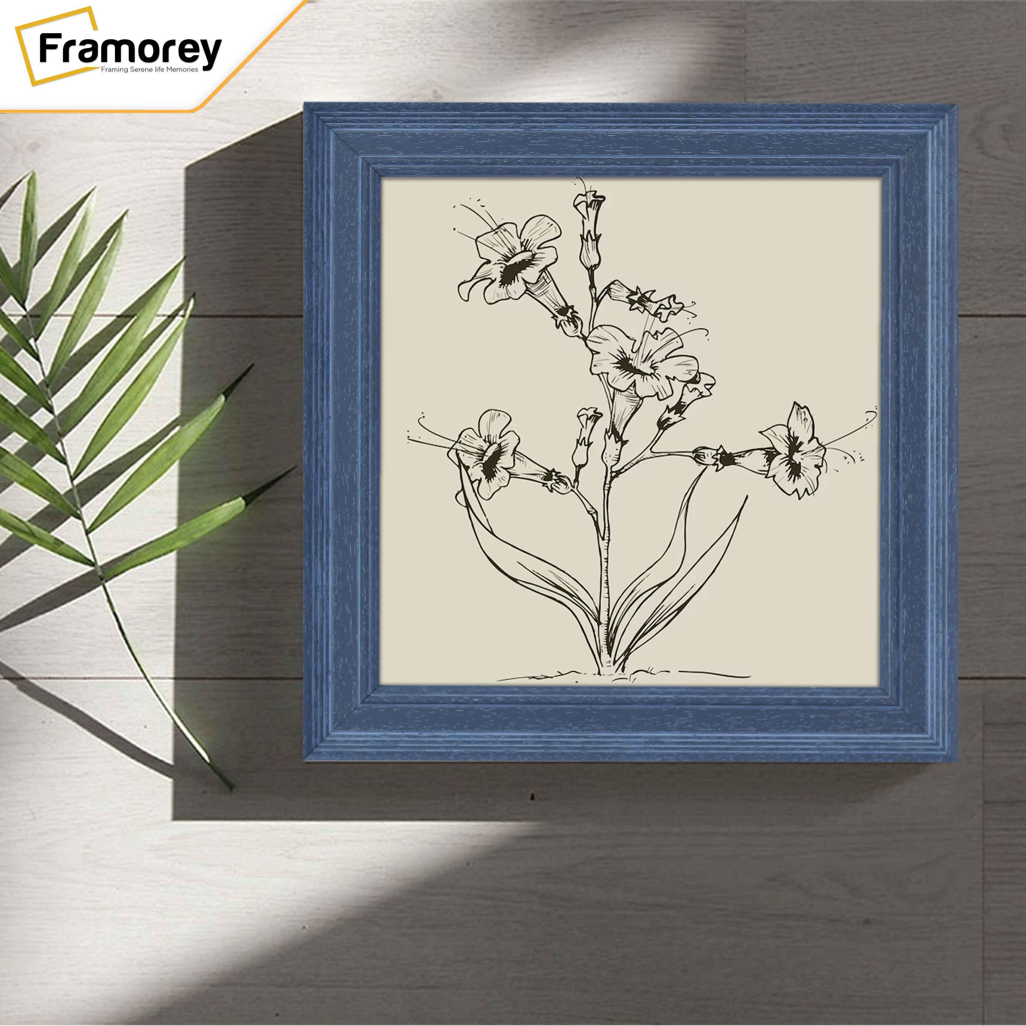 Grey Square Wooden Picture Frame is hanging on a wall 