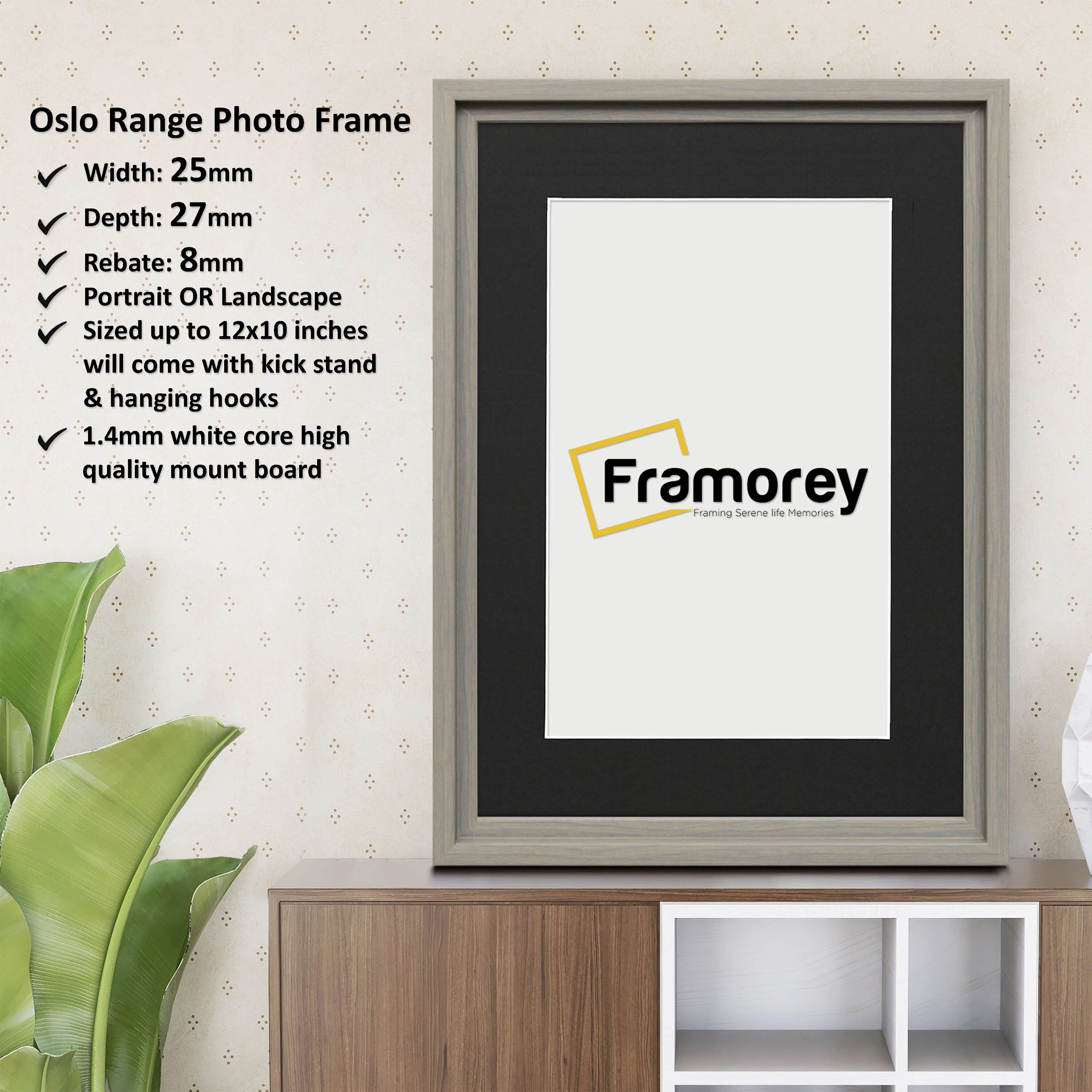 Grey Picture Frame Oslo Style Photo Frames With Black Mount