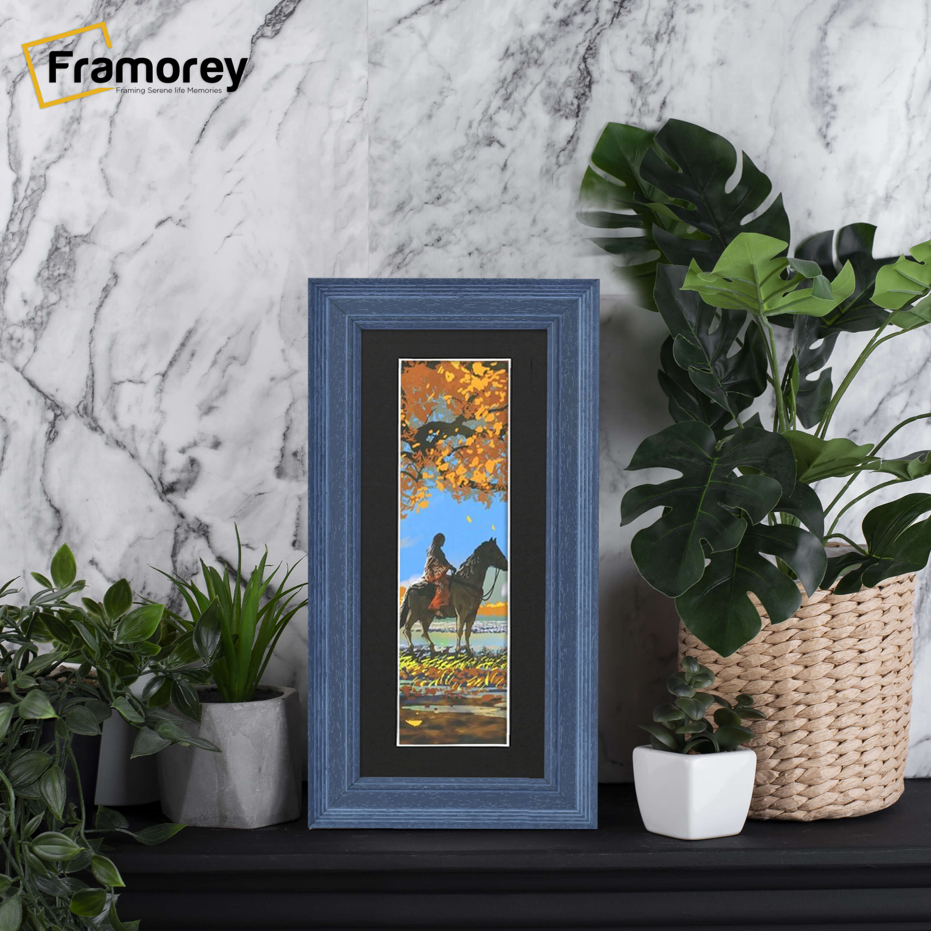 Panoramic Size Grained Grey Picture Frame Photo Frame Fletcher Wood With Black Mount