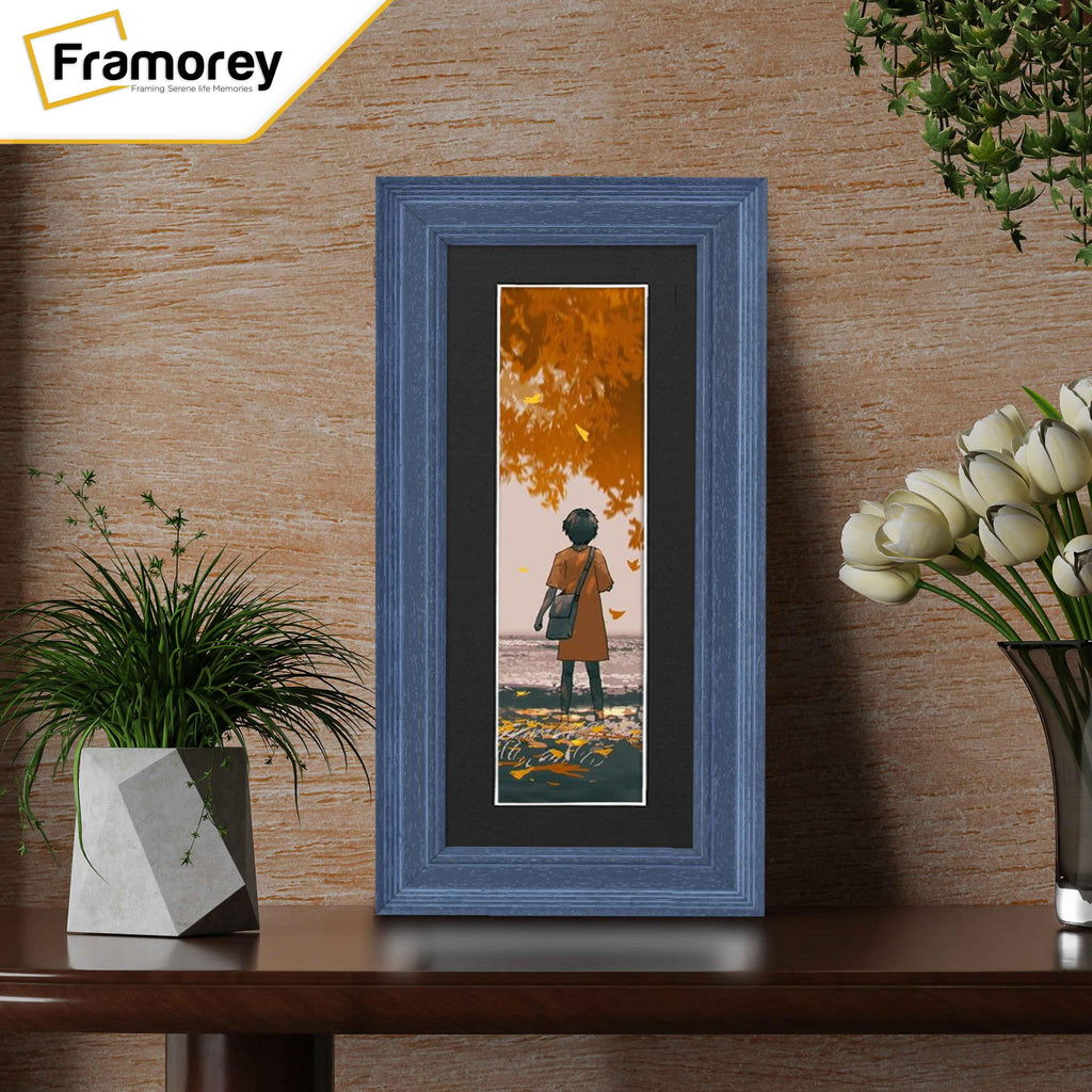 Panoramic Size Grained Grey Picture Frame Photo Frame Fletcher Wood With Black Mount