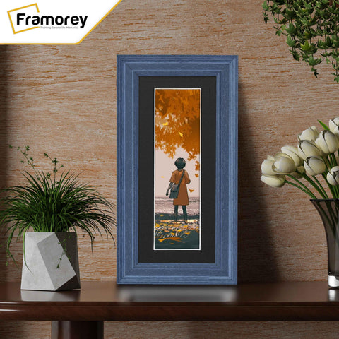 Panoramic Size Grained Grey Picture Frame Photo Frame Fletcher Wood With Black Mount