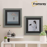 Step Style Square Size Grey Picture Frame With Black Mount