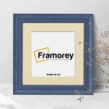 Square Size Grained Grey Picture Frame Fletcher Wood Style With Ivory Mount