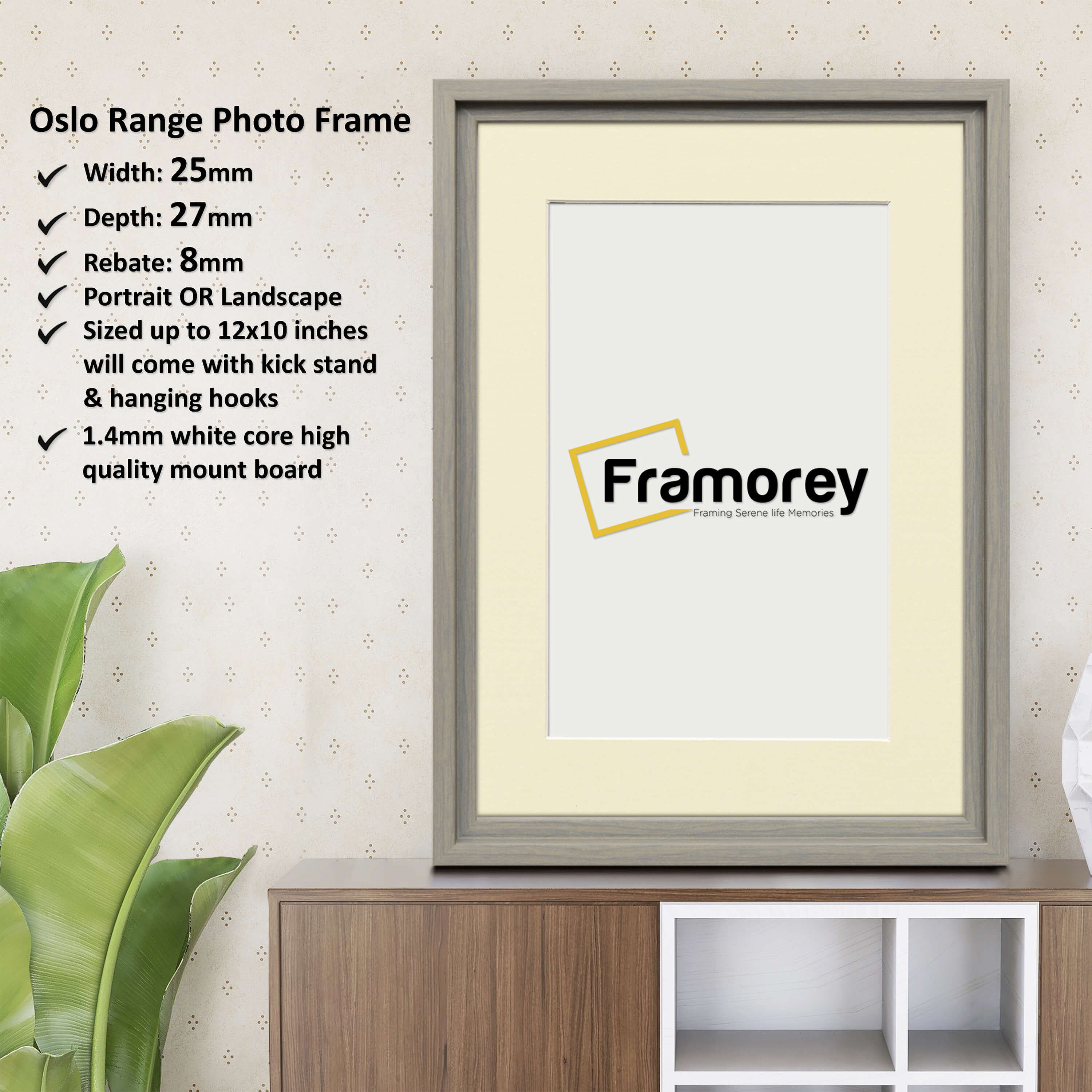 Grey Picture Frame Oslo Style Photo Frames With Ivory Mount