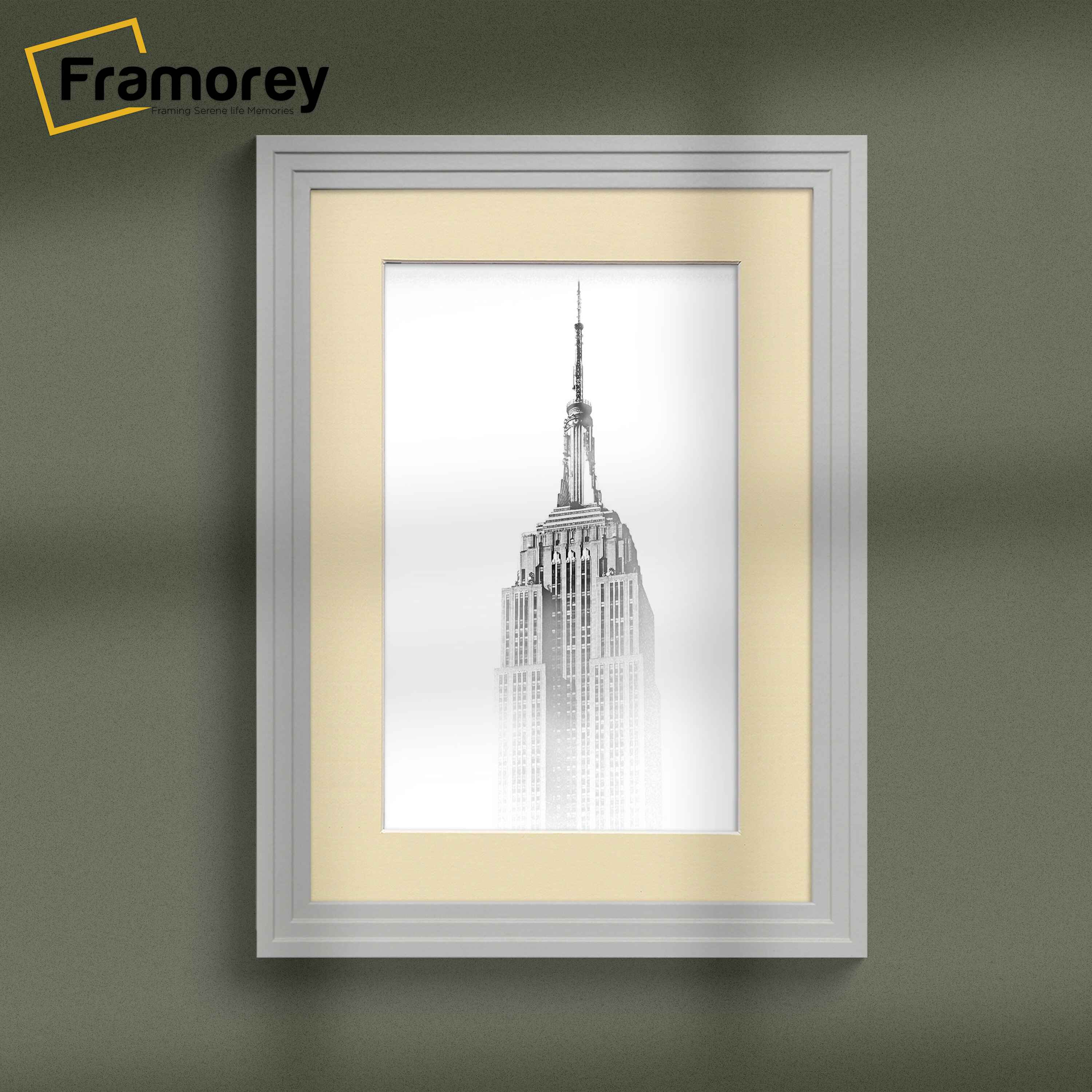 Step Style Grey Picture Frame Wall Art Poster Frame With Ivory Mount