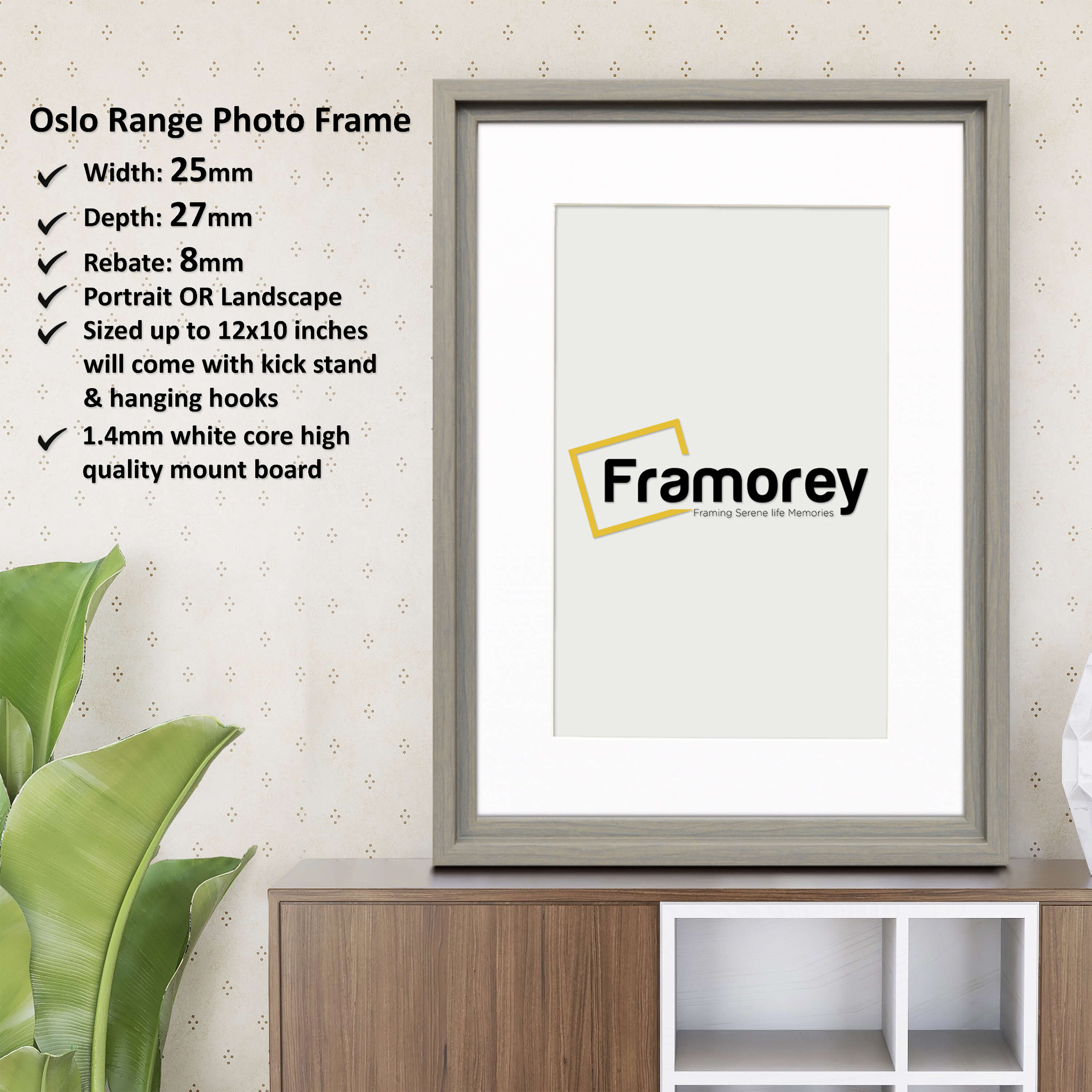 Grey Picture Frame Oslo Style Photo Frames With White Mount