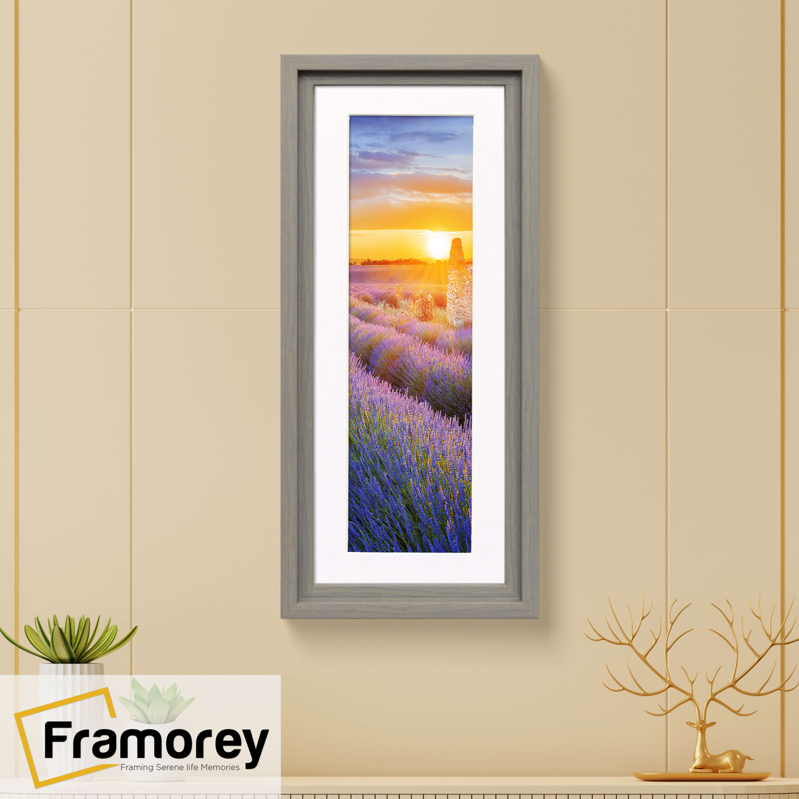 Panorama Style Grey Oslo Picture Frames With White Mount