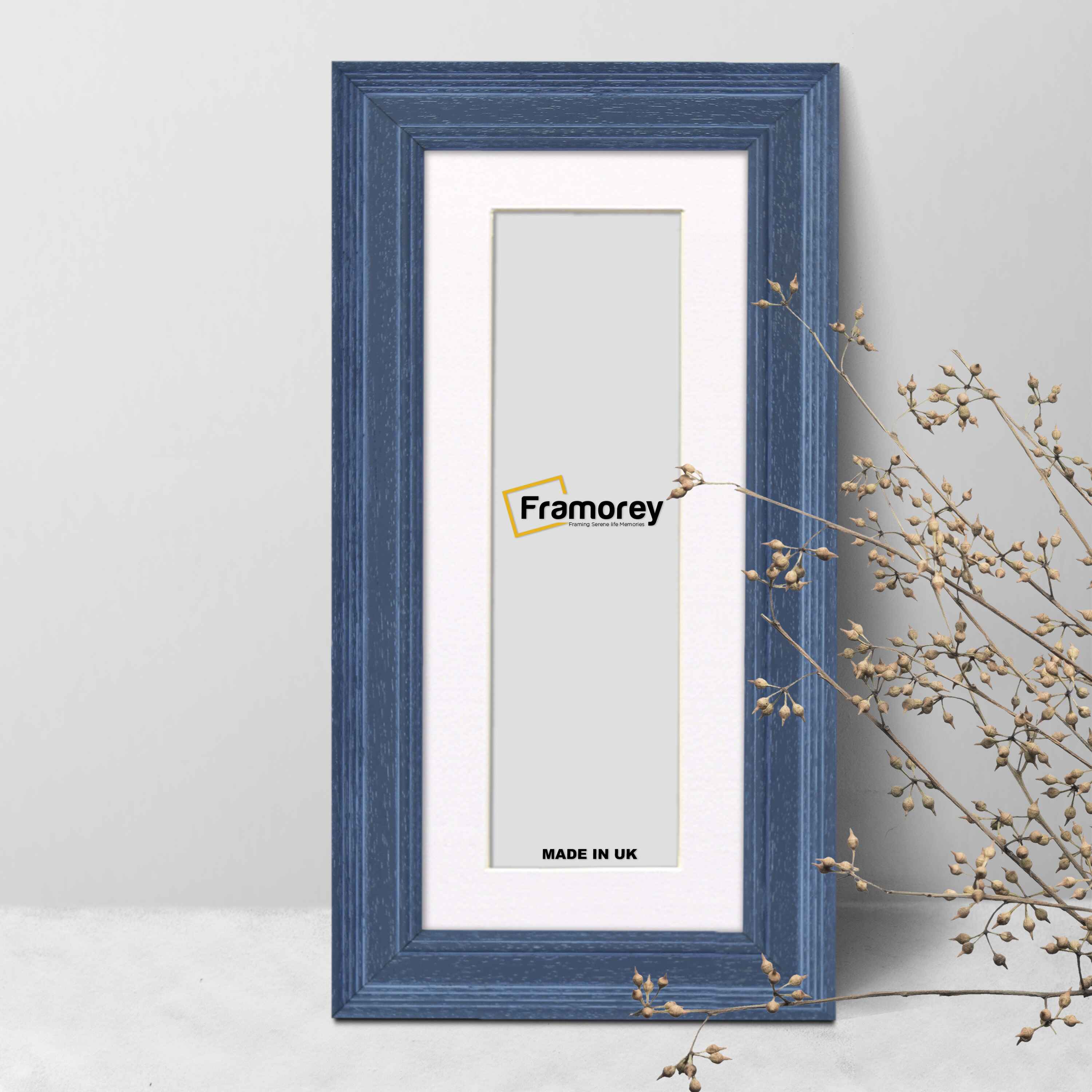 Panoramic Size Grained Grey Picture Frame Photo Frame Fletcher Wood With White Mount