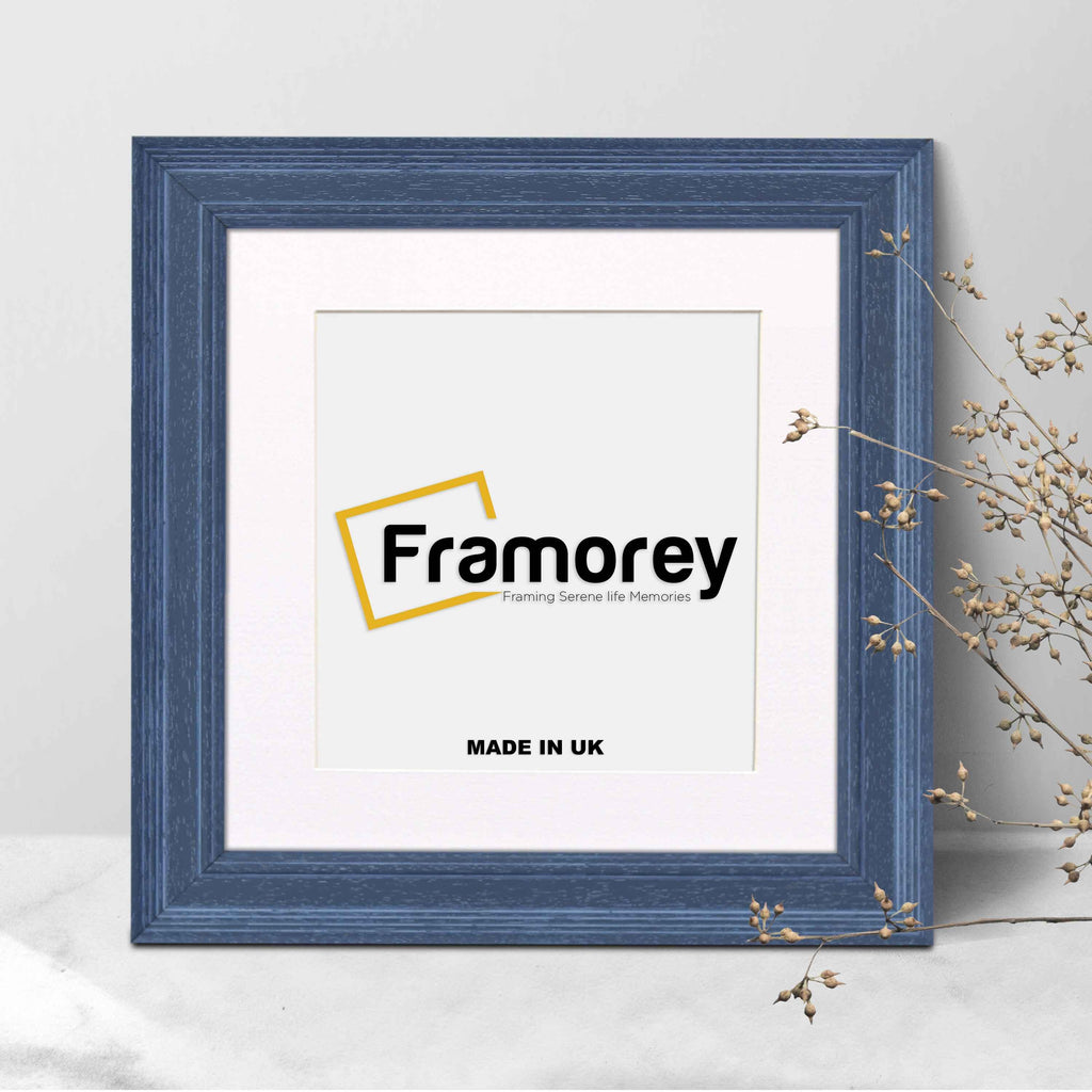 Square Size Grained Grey Picture Frame Fletcher Wood Style With White Mount