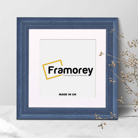 Square Size Grained Grey Picture Frame Fletcher Wood Style With White Mount