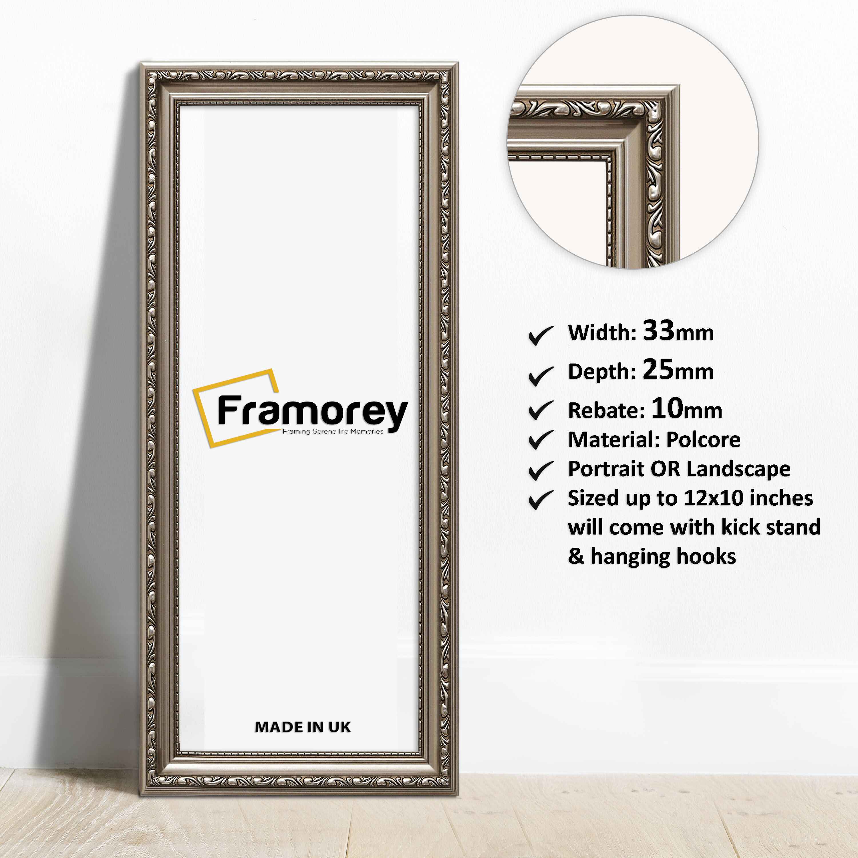 Shabby Chic Effect Panorama Style Gun Metal Photo Frame Picture Frame